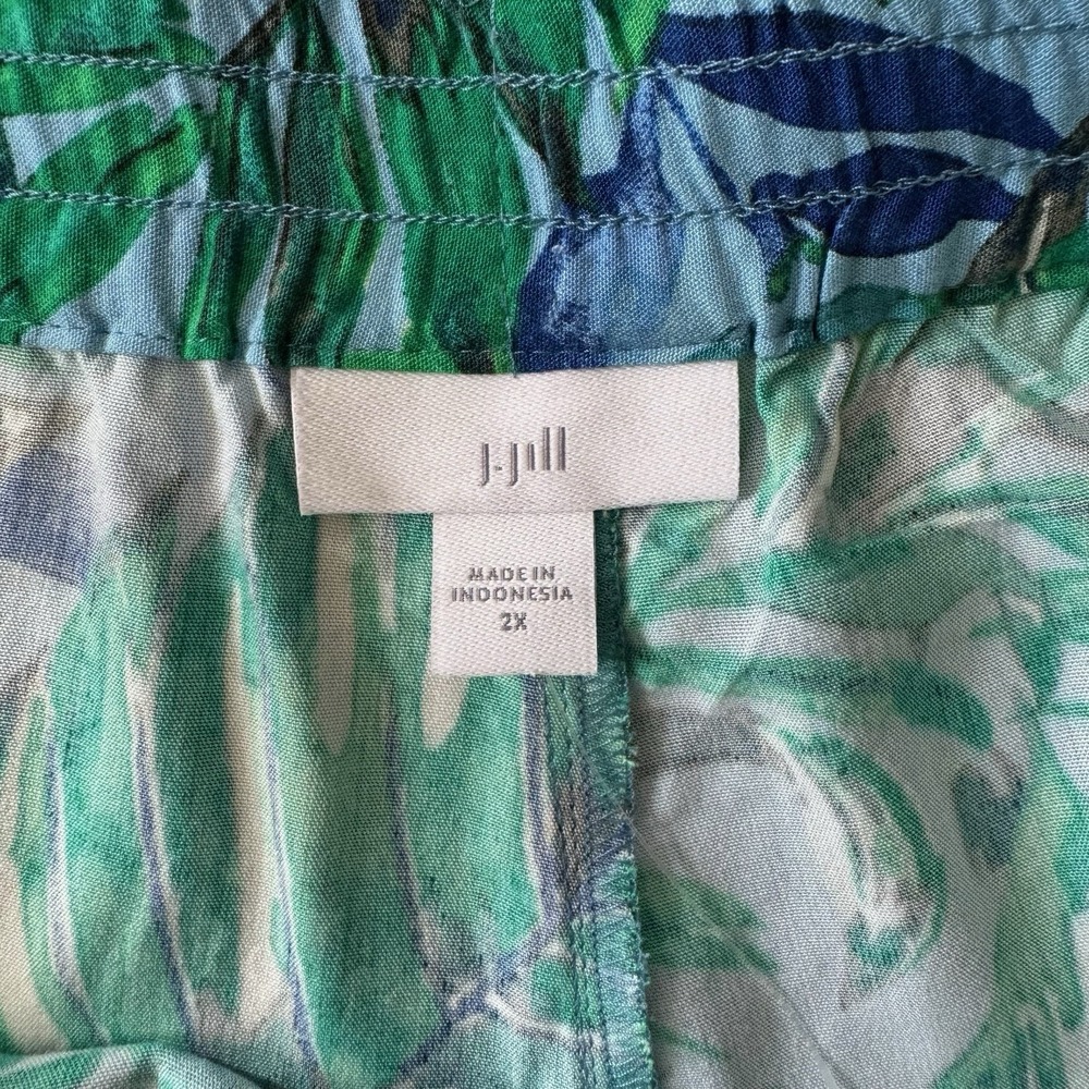 J. Jill Tropical Palm Shorts Blue Green 2X Vacation Summer Beach Cruise Resort - Picture 8 of 14
